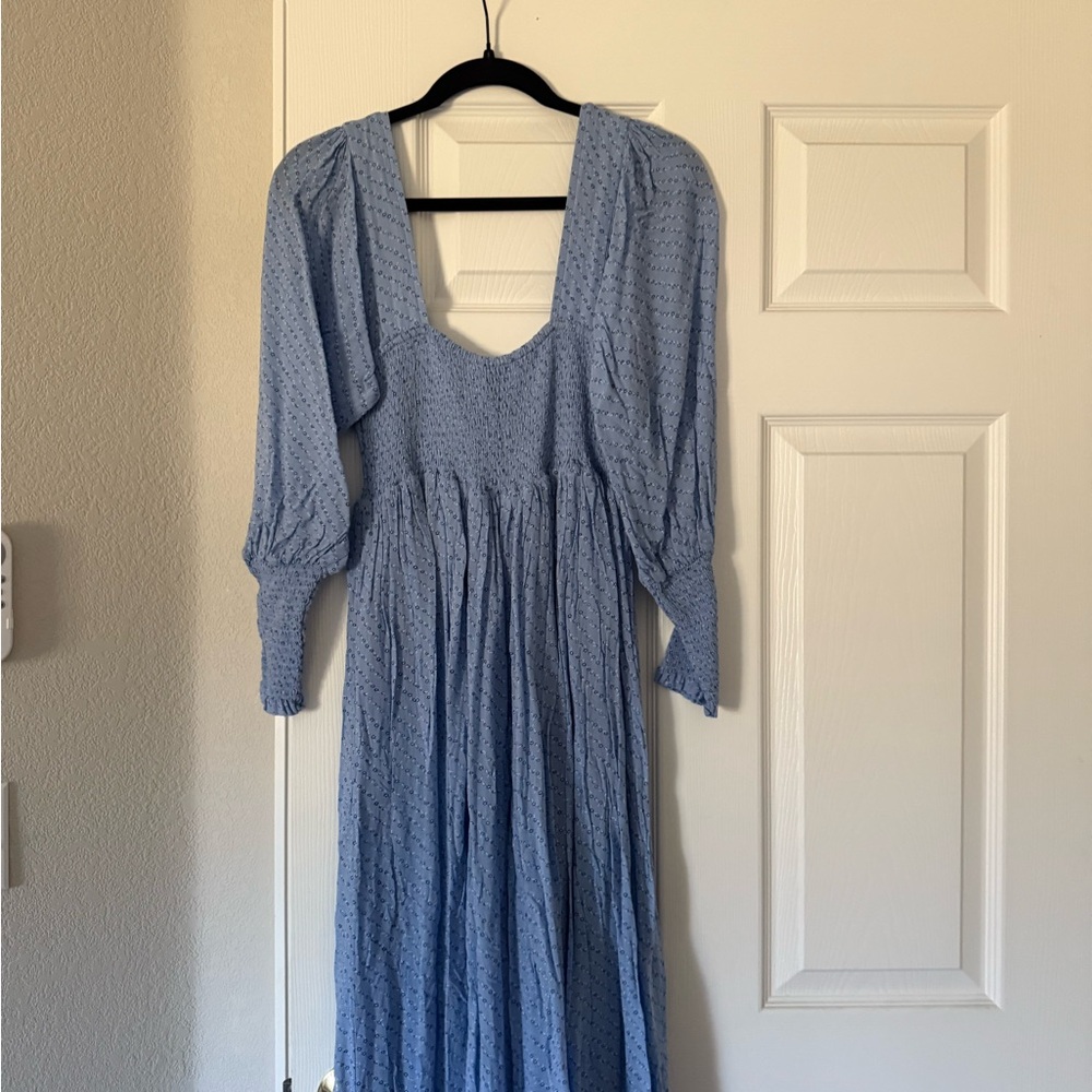 Ganni Long Sleeve Blue Dress